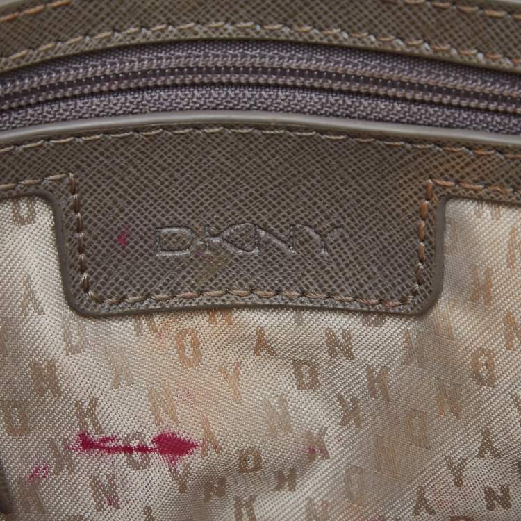Pre Owned DKNY Beige/Pink Leather Bryant Park Flap Crossbody Bag