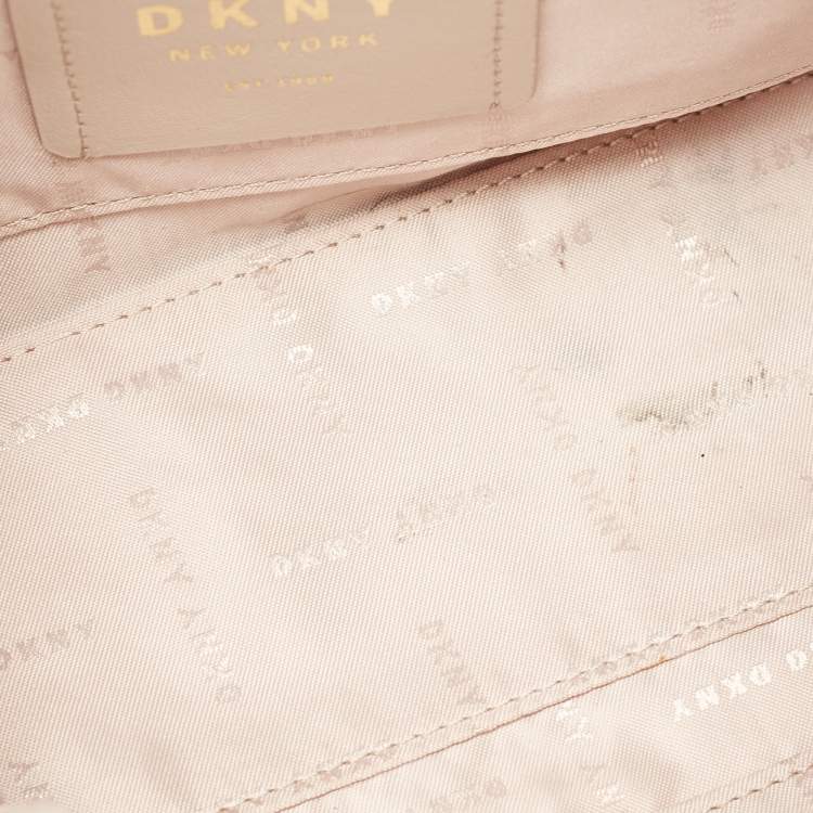 Pre Owned DKNY Burgundy/Beige Signature Canvas and Leather Noho Shoulder Bag