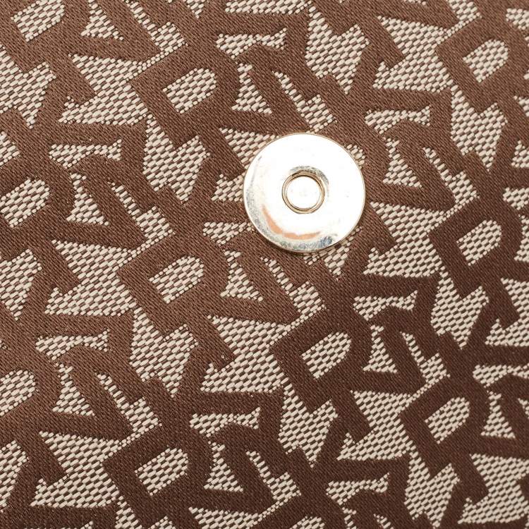 Pre Owned DKNY Burgundy/Beige Signature Canvas and Leather Noho Shoulder Bag