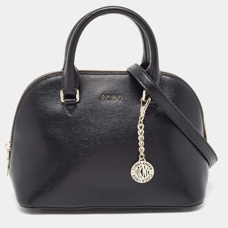 Pre Owned DKNY Black Leather Dome Satchel