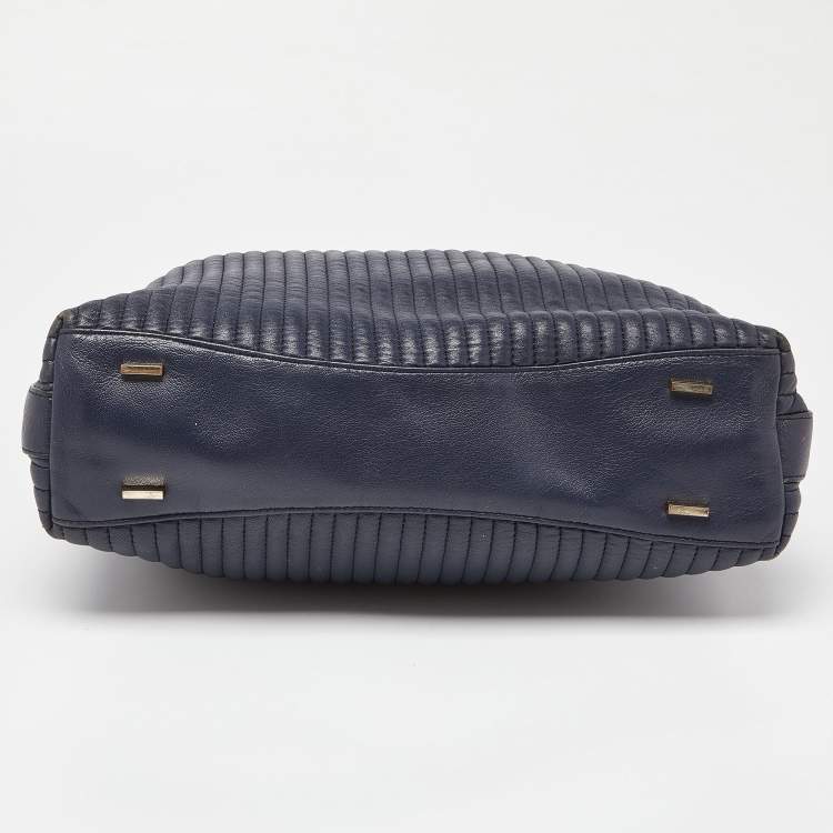 Pre Owned DKNY Blue Quilted Leather Chain Tote