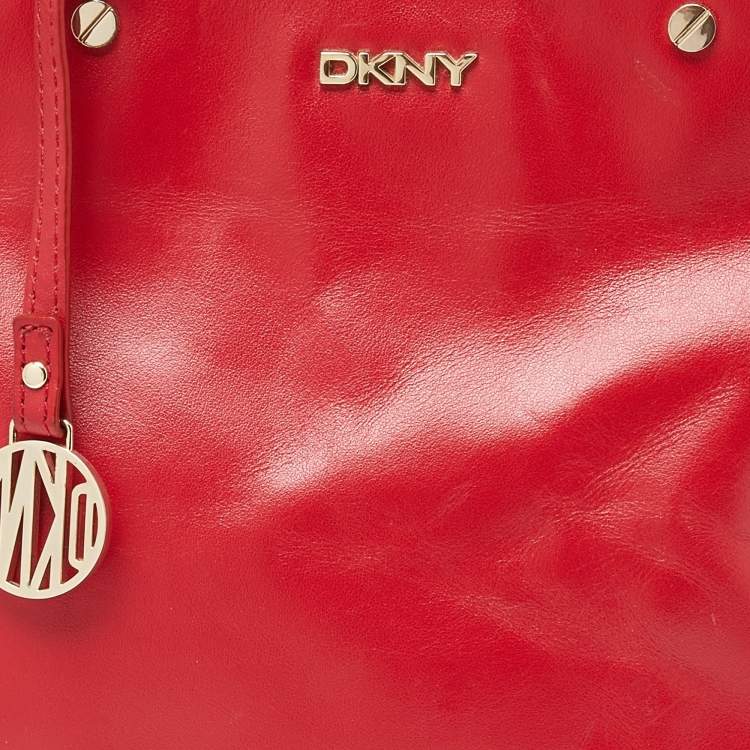 Pre Owned DKNY Red Leather Chelsea Top Zip Satchel