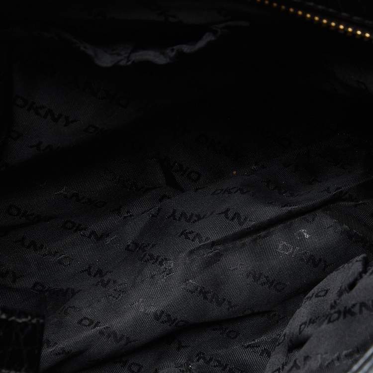 Pre Owned DKNY Black Monogram Canvas and Leather Crossbody Bag