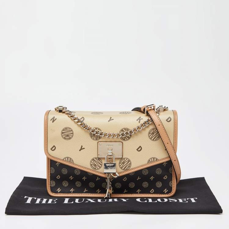 Pre Owned DKNY Tri Color Printed Coated Canvas and Leather Elissa Chain Shoulder Bag