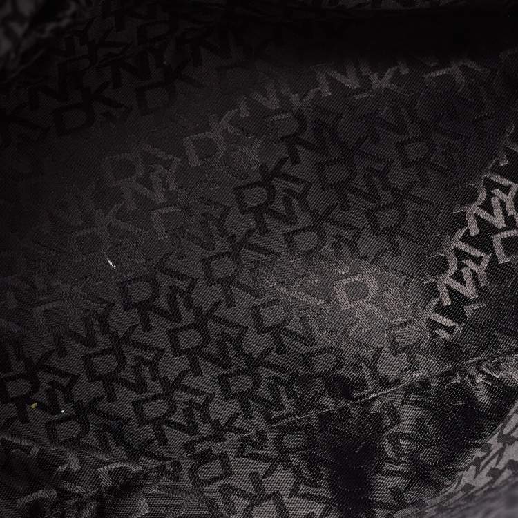 Pre Owned DKNY Navy Blue Lizard Embossed Leather Studded Zip Tote with Wallet