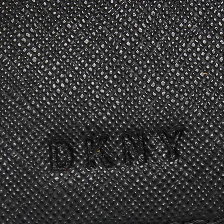 Pre Owned DKNY Beige Saffiano Leather Zip Around Compact Wallet