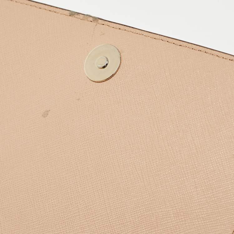 Pre Owned DKNY Beige Saffiano Leather Bryant Park Flap Crossbody Bag