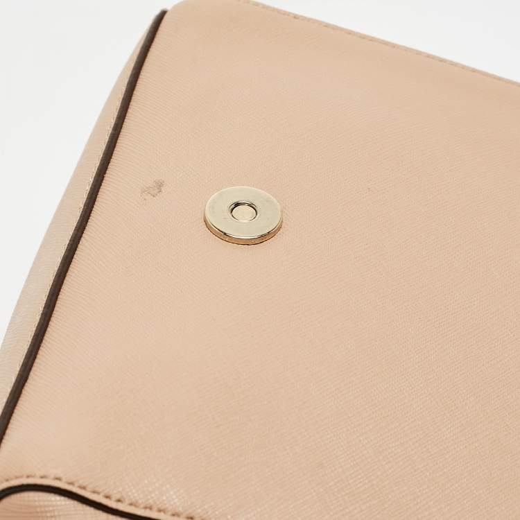 Pre Owned DKNY Beige Saffiano Leather Bryant Park Flap Crossbody Bag