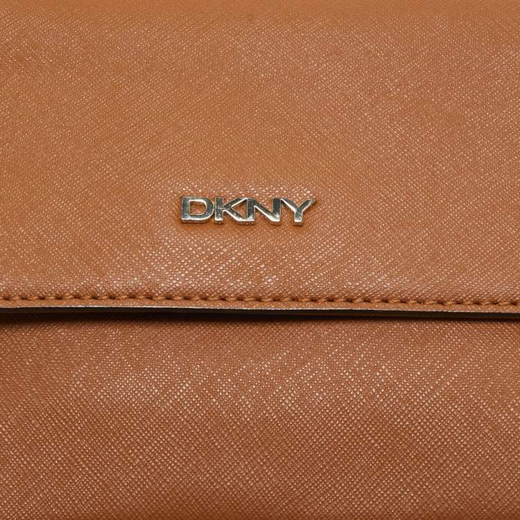 Pre Owned DKNY Brown Leather Bryant Flap Crossbody Bag