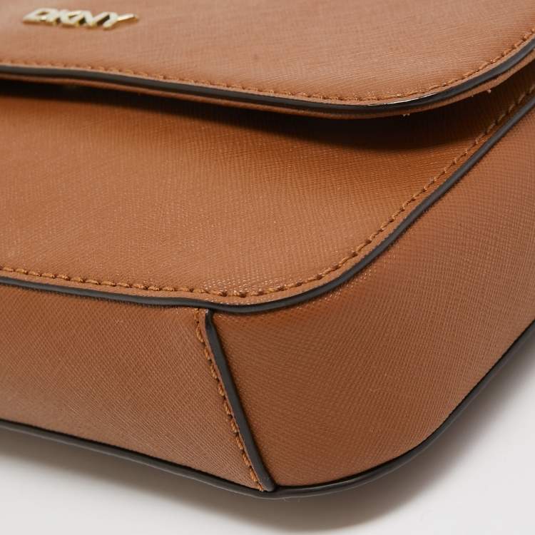 Pre Owned DKNY Brown Leather Bryant Flap Crossbody Bag