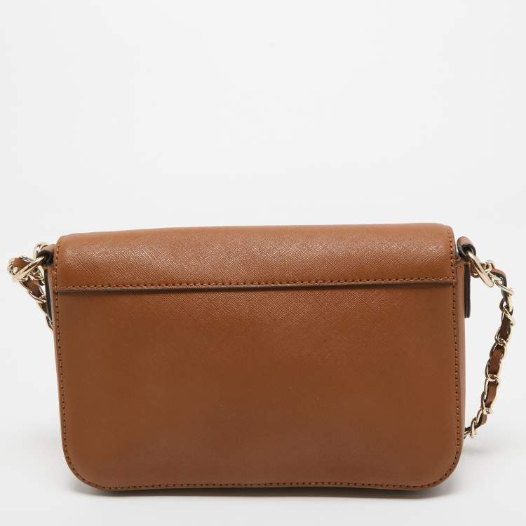 Pre Owned DKNY Brown Leather Bryant Flap Crossbody Bag
