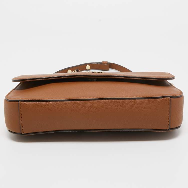 Pre Owned DKNY Brown Leather Bryant Flap Crossbody Bag