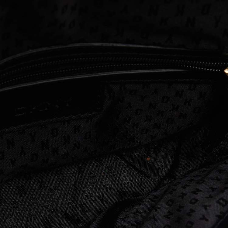 Pre Owned DKNY Black Leather Flap Chain Shoulder Bag