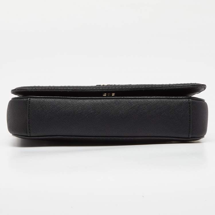 Pre Owned DKNY Black Leather Flap Chain Shoulder Bag