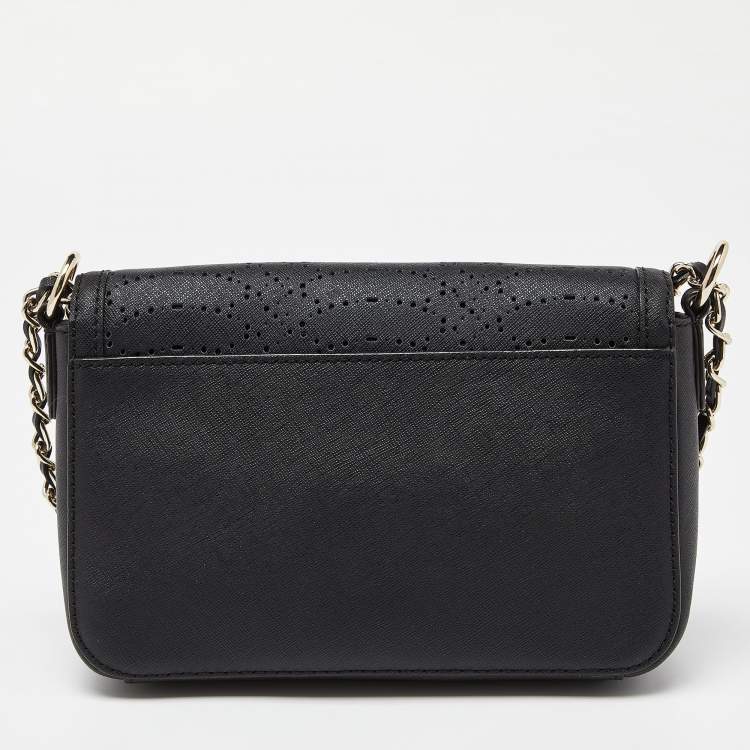 Pre Owned DKNY Black Leather Flap Chain Shoulder Bag