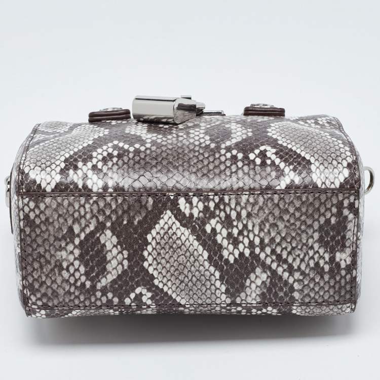 Pre Owned DKNY Brown Snakeskin Embossed Leather Crossbody Bag