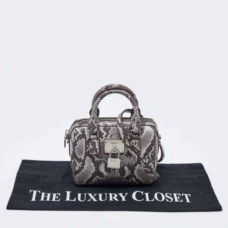 Pre Owned DKNY Brown Snakeskin Embossed Leather Crossbody Bag