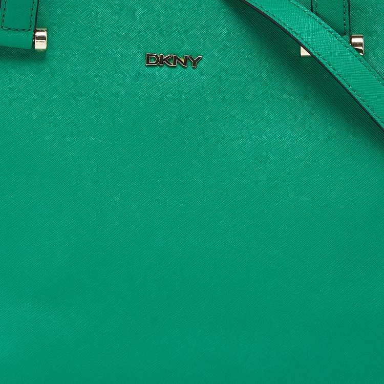 Pre Owned DKNY Green Leather Bryant Park Double Zip Tote