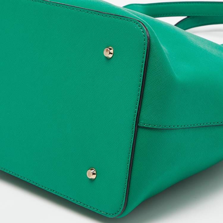 Pre Owned DKNY Green Leather Bryant Park Double Zip Tote