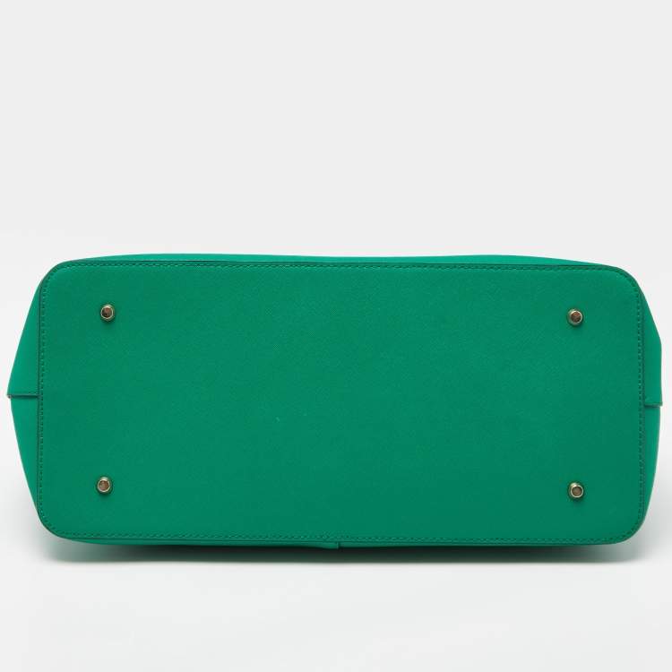 Pre Owned DKNY Green Leather Bryant Park Double Zip Tote