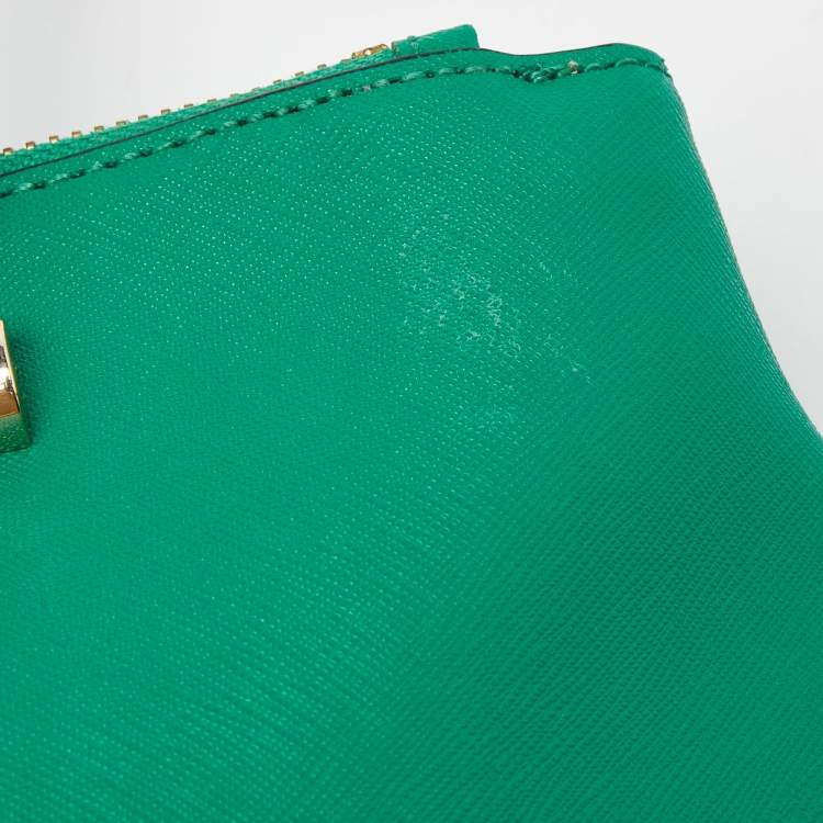 Pre Owned DKNY Green Leather Bryant Park Double Zip Tote