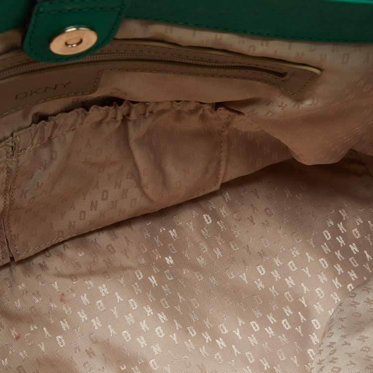 Pre Owned DKNY Green Leather Bryant Park Double Zip Tote