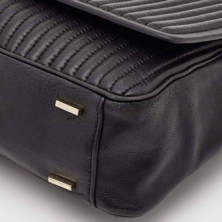 Pre Owned  DKNY Black Quilted Leather Gansevoort Flap Top Handle Bag