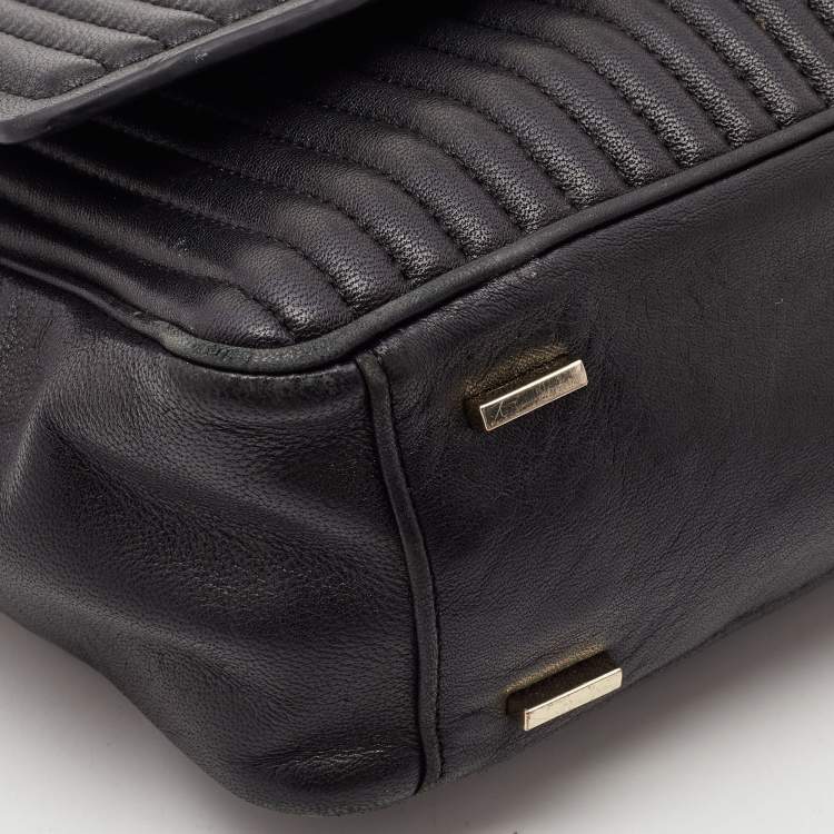 Pre Owned  DKNY Black Quilted Leather Gansevoort Flap Top Handle Bag