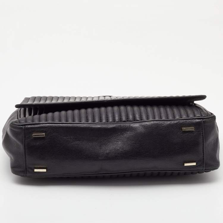 Pre Owned  DKNY Black Quilted Leather Gansevoort Flap Top Handle Bag