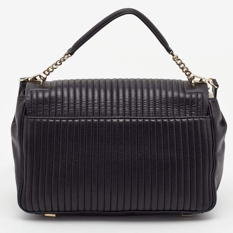 Pre Owned  DKNY Black Quilted Leather Gansevoort Flap Top Handle Bag