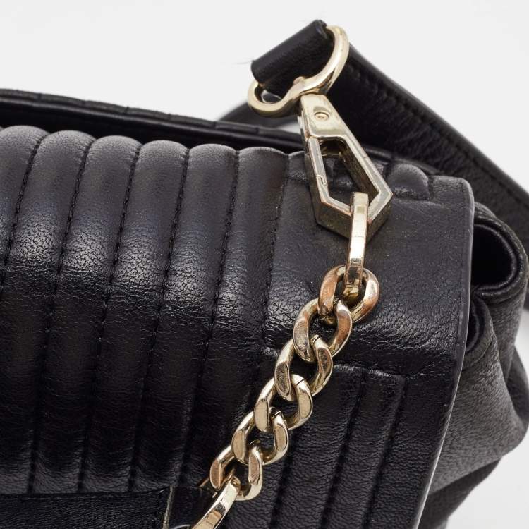 Pre Owned  DKNY Black Quilted Leather Gansevoort Flap Top Handle Bag