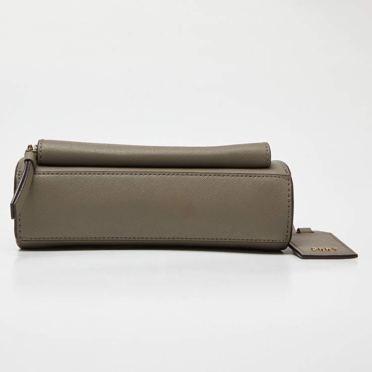 Pre Owned DKNY Grey Saffiano Leather Bryan Park Pocket Crossbody Bag