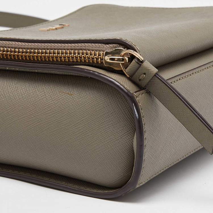 Pre Owned DKNY Grey Saffiano Leather Bryan Park Pocket Crossbody Bag