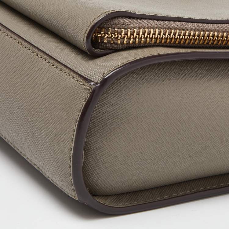 Pre Owned DKNY Grey Saffiano Leather Bryan Park Pocket Crossbody Bag