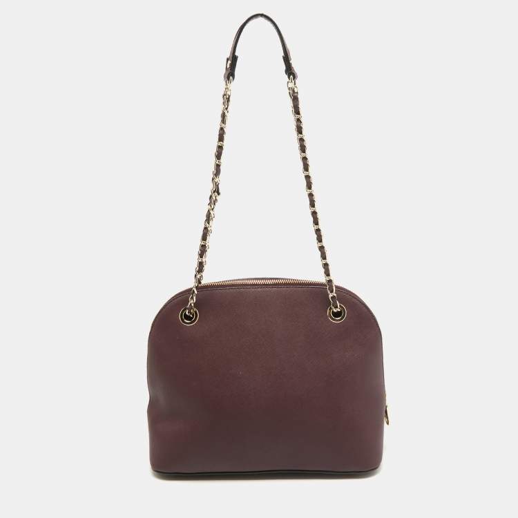 Pre Owned DKNY Burgundy Leather Dome Shoulder Bag