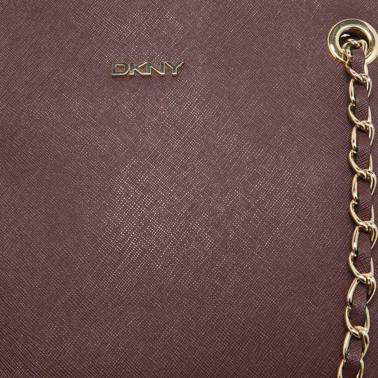Pre Owned DKNY Burgundy Leather Dome Shoulder Bag