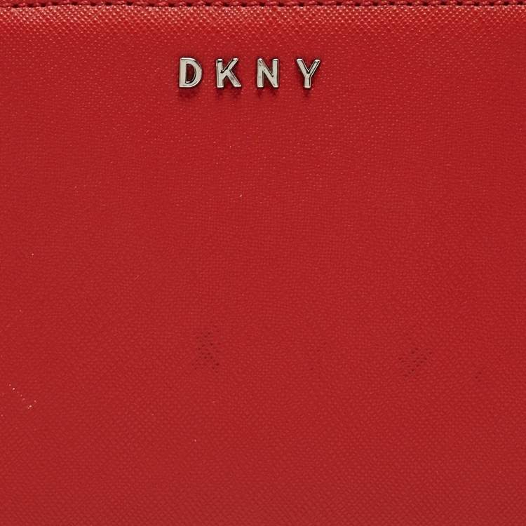Pre Owned DKNY Red Leather Vela Zip Around Wallet