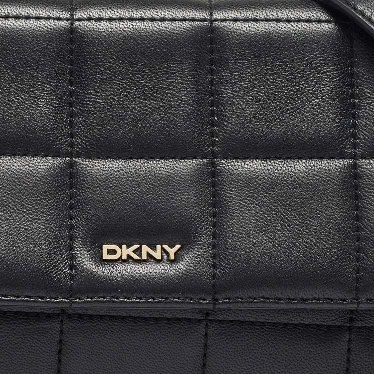 مملوكة مسبقًا DKNY Black Quilted Leather Flap Shoulder Bag
