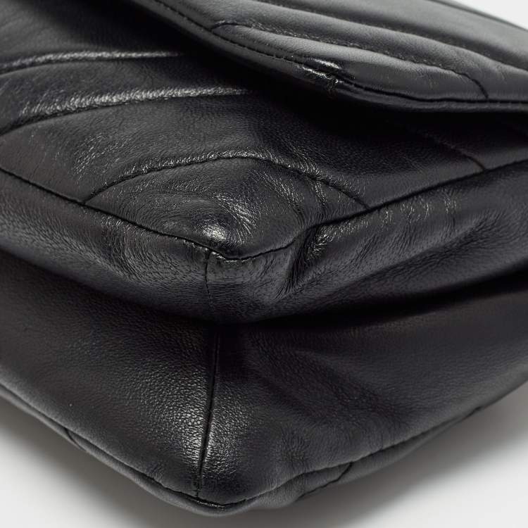Pre Owned DKNY Black Quilt Leather Flap Shoulder Bag