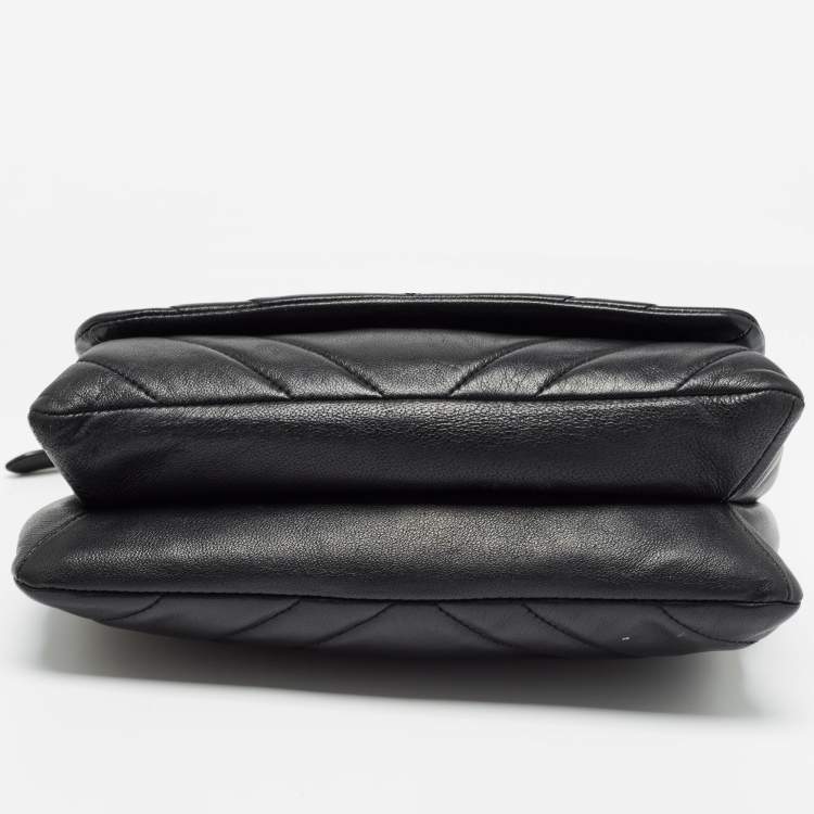 Pre Owned DKNY Black Quilt Leather Flap Shoulder Bag