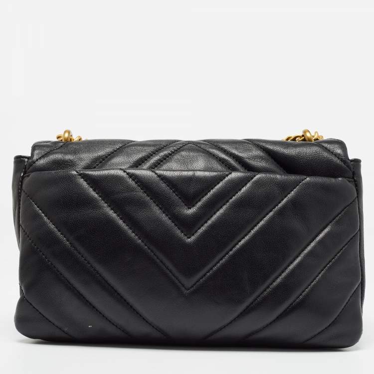 Pre Owned DKNY Black Quilt Leather Flap Shoulder Bag