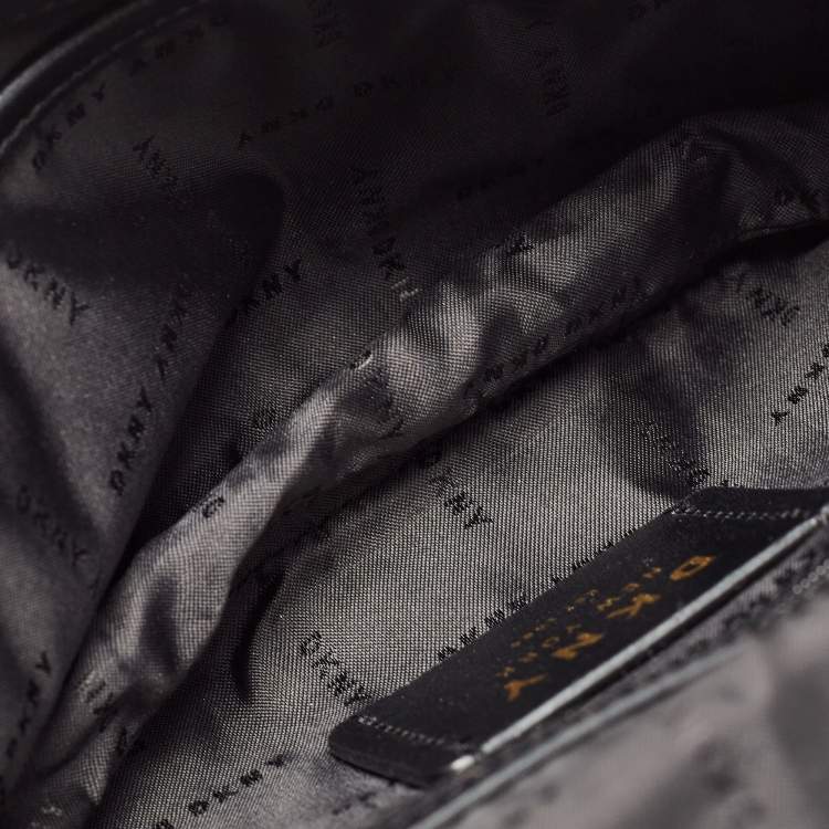 Pre Owned DKNY Black Quilt Leather Flap Shoulder Bag