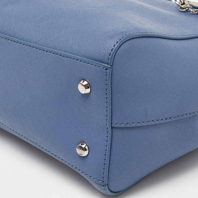 Pre Owned DKNY Blue Leather Julius MD Zip Tote