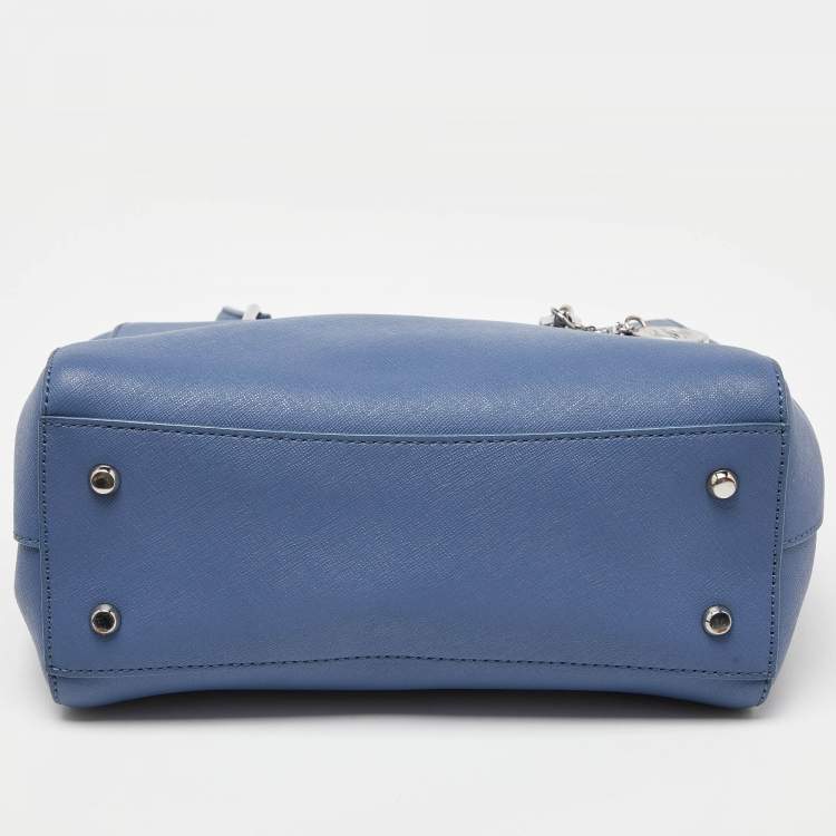 Pre Owned DKNY Blue Leather Julius MD Zip Tote