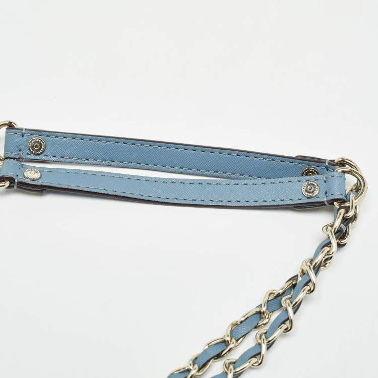 Pre Owned Dkny Light Blue Leather Camille Dome Shoulder Bag