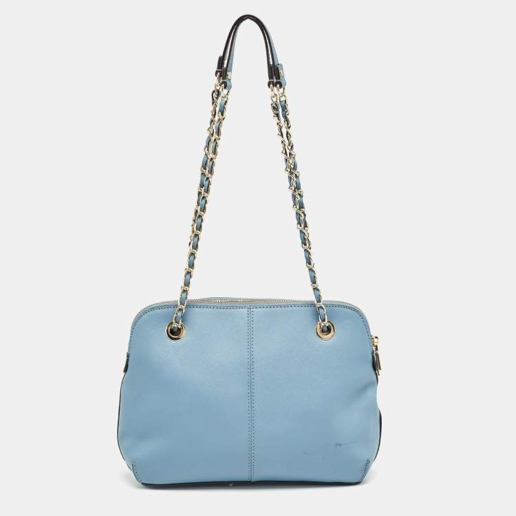 Pre Owned Dkny Light Blue Leather Camille Dome Shoulder Bag