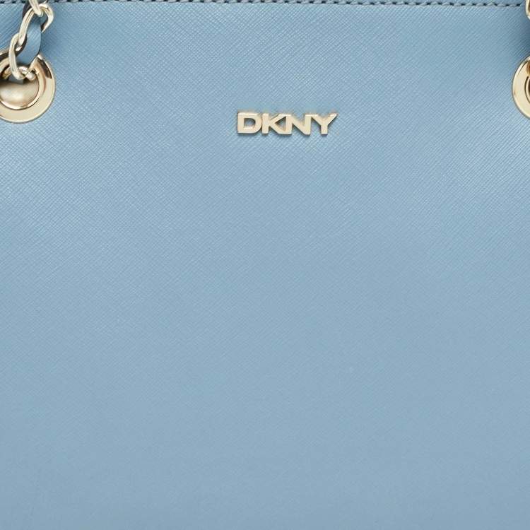 Pre Owned Dkny Light Blue Leather Camille Dome Shoulder Bag
