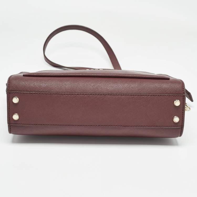 Pre Owned DKNY Brick Burgundy Saffiano Leather Ava Crossbody Bag