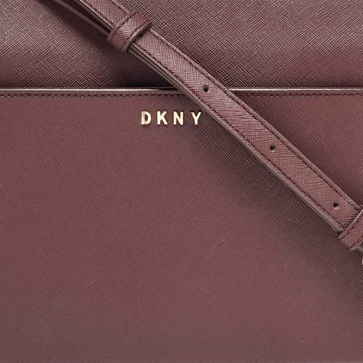 Pre Owned DKNY Brick Burgundy Saffiano Leather Ava Crossbody Bag