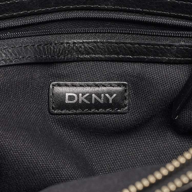 Pre Owned DKNY Black Monogram Canvas and Leather Tote